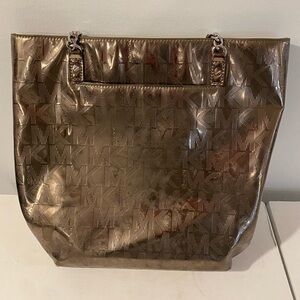 {Michael Kors} Rose Gold Mirror Jet Set Tote